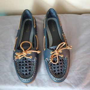 Sperry Top-Sider Navy Woven Leather Boat Shoes